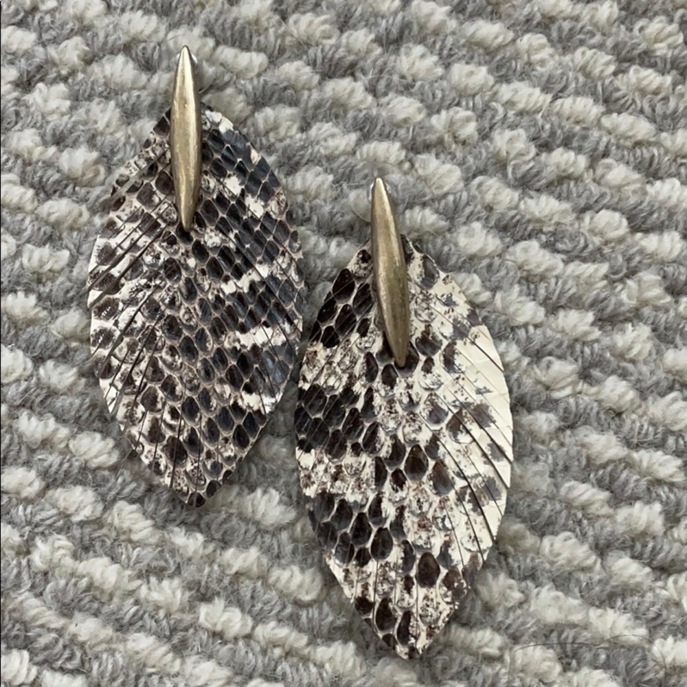 Snakeskin faux leather statement earrings